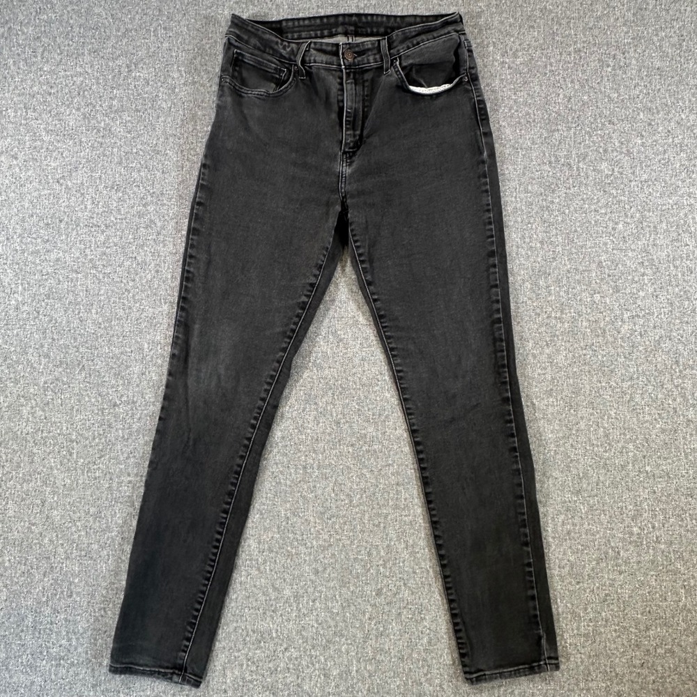 Levi‎ Strauss Mens Black Denim Jeans Slim Skinny Fit Faded Pants 30x29 Y2K
